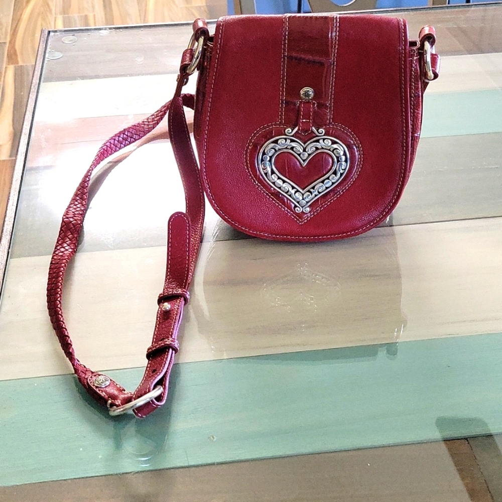 Brighton Red Leather Cross-Body Bag/Purse